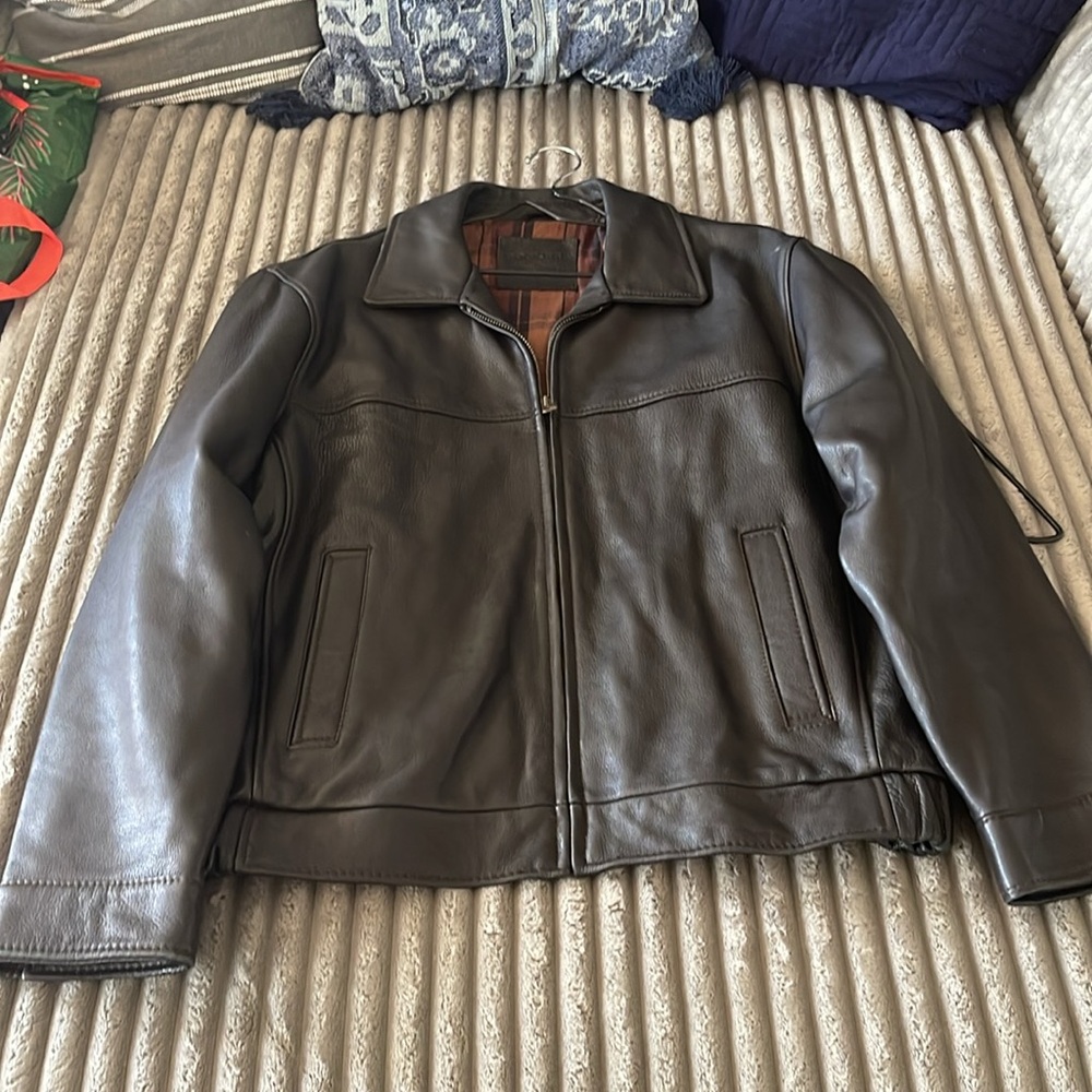 MENS LEATHER DOCKERS JACKET L